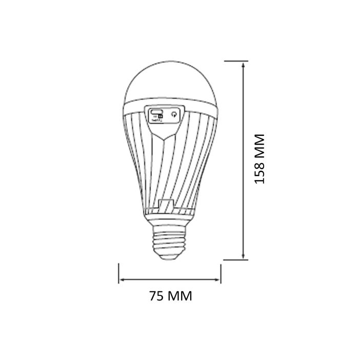 Лампа акумуляторна LED 12W 6400K Е27 550Lm/1150Lm 100-250V, DURALITE-12