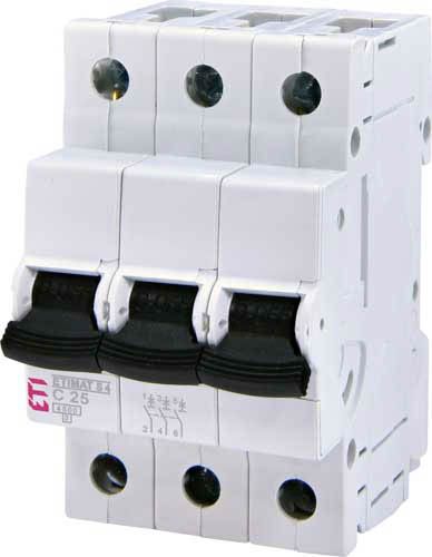 Автоматичний вимикач ETIMAT S4 20A 3P C 4,5kA, ETI