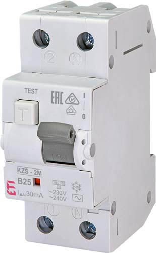Диференційний автоматичний вимикач KZS-2M B 25/0,03 тип AC (10kA), ETI