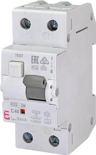 Диференційний автоматичний вимикач KZS-2M C 40/0,03 тип A (10kA), ETI