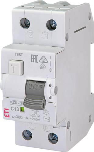 Диференційний автоматичний вимикач KZS-2M C 13/0,3 тип AC (10kA), ETI