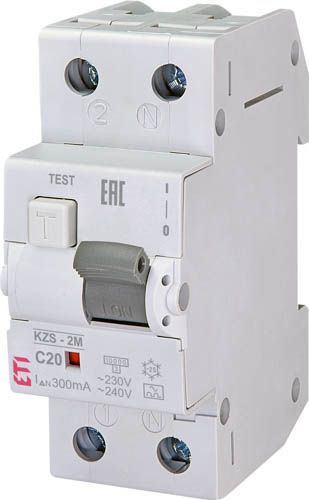 Диференційний автоматичний вимикач KZS-2M C 20/0,3 тип A (10kA), ETI