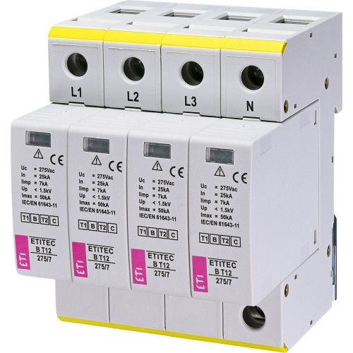 Обмежувач перенапруги ETITEC M T12 300/7 (4+0  4p  TNC-S), ETI