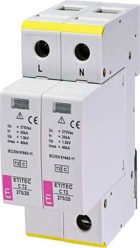 Обмежувач перенапруги ETITEC C T2 275/20 (2+0) 2p, ETI