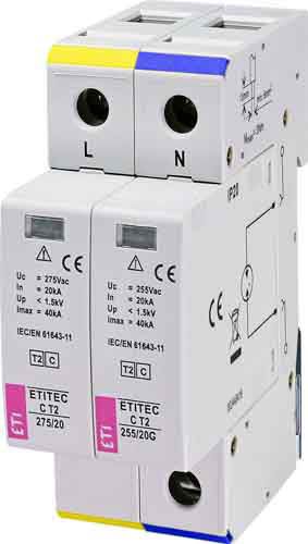 Обмежувач перенапруги ETITEC C T2 275/20 (1+1) 2p, ETI