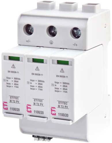 Обмежувач перенапруги ETITEC M T2 PV 1100/20 Y RC (для PV систем), ETI