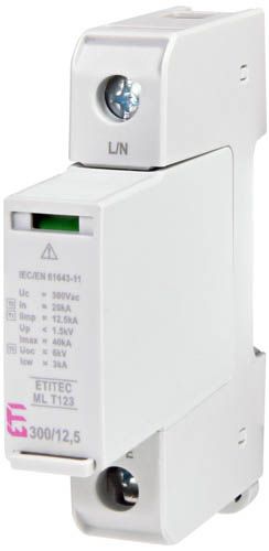 Обмежувач перенапруги ETITEC ML T123 300/12 5 (1+0  1p  TNC), ETI