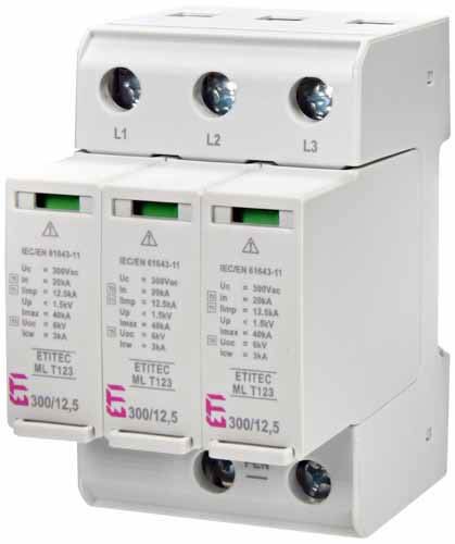 Обмежувач перенапруги ETITEC ML T123 300/12 5 (3+0  3p  TNC), ETI