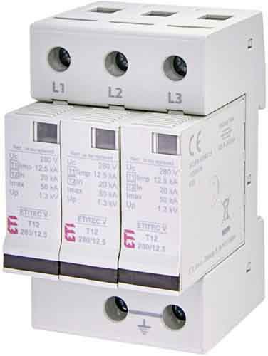 Обмежувач перенапруги ETITEC V T12 280/12 5 (3+0) RC, ETI