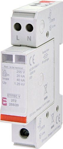 Обмежувач перенапруги ETITEC V 2T2 255/20 (2+0)  1p, ETI