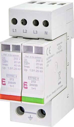 Обмежувач перенапруги ETITEC V 2T2 255/20 (3+1), ETI