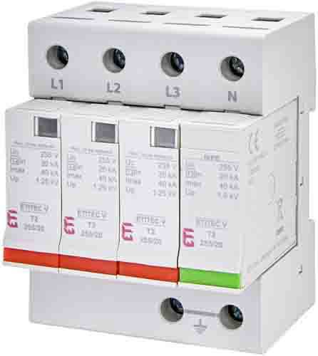 Обмежувач перенапруги ETITEC V T2 255/20 (3+1), ETI
