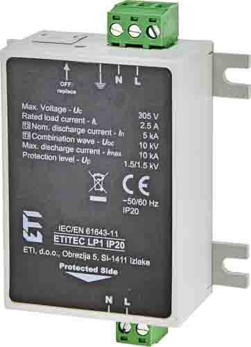 Обмежувач перенапруги ETITEC LP1 IP20, ETI