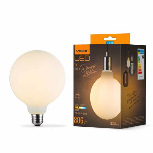 Лампа світлодіодна Filament VL-DG125MO 7Вт E27 3000К Porcelain dimmable, Videx