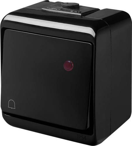 Кнопка дзвоник із підсвічуванням VHE-4L-BL чорна IP54, ETI