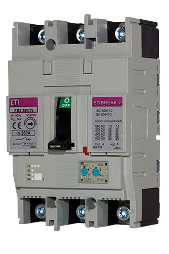 Автоматичний вимикач ETI EB2 250/3S 160A 3P 36kA