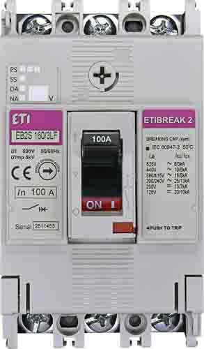 Автоматичний вимикач ETI EB2S 160/3LF 100А 3P 16kA