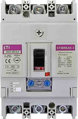 Автоматичний вимикач ETI EB2S 250/3LA 250А 3P 16kA