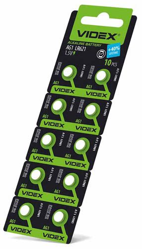 Батарейка годинникова AG 1/LR621 BLISTER CARD 10 шт, Videx