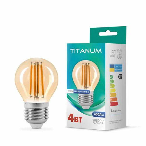 Лампа світлодіодна Filament G45 4Вт E27 2200К бронза, TITANUM
