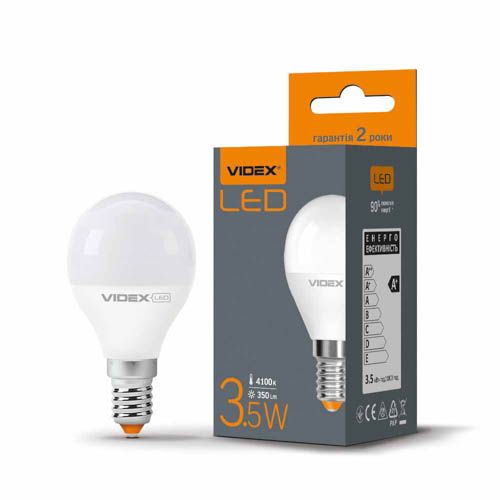 Лампа світлодіодна G45e 3.5Вт E14 4100К, Videx