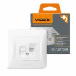 Розетка CAT3 одинарна телефонна біла BINERA, Videx