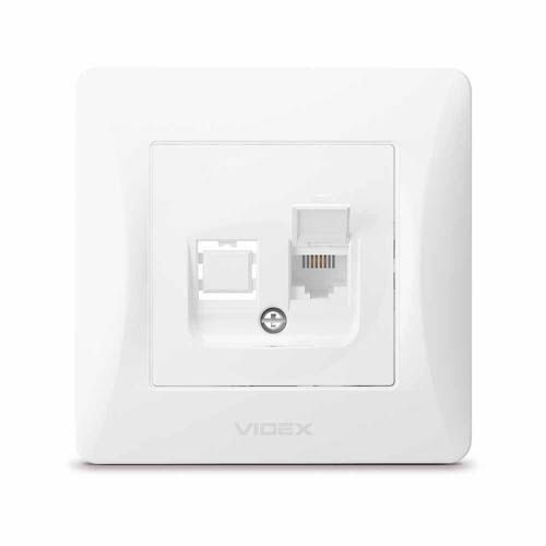 Розетка CAT3 одинарна телефонна біла BINERA, Videx