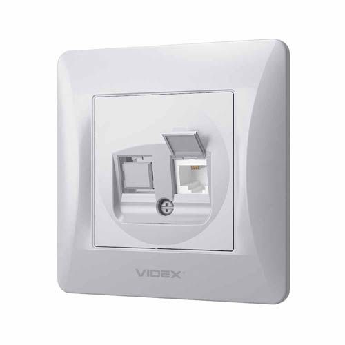 Розетка CAT3 одинарна телефонна срібний шовк BINERA, Videx
