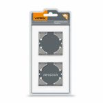 Рамка біле скло на 2 місця вертикальна BINERA, Videx