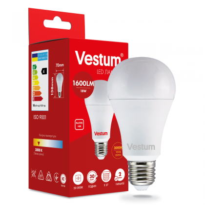 Лампа світлодіодна LED Vestum A70 18W 6500K 220V E27