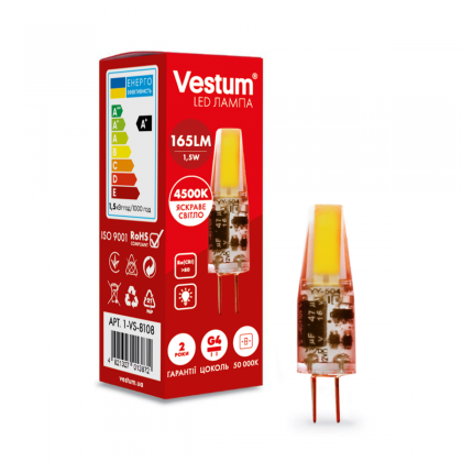 Лампа світлодіодна LED COB Vestum G4 1,5W 4500K 12V