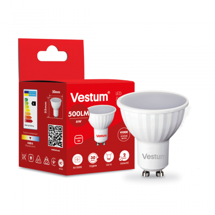 Лампа світлодіодна LED Vestum MR16 6W 4100K 220V GU10
