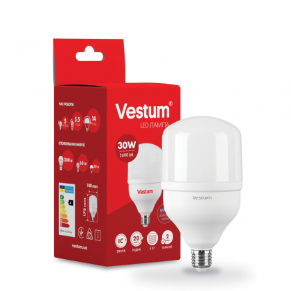 Лампа світлодіодна LED Vestum T115 30W 6500K 220V E27