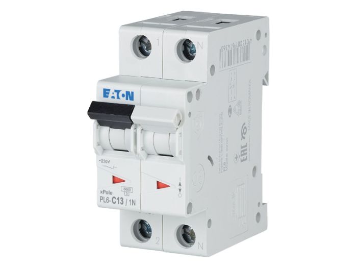 Автоматичний вимикач HL C13/1N 2p С 13А 6кА, Eaton