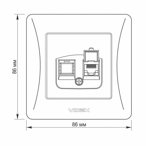 Розетка CAT6 одинарна комп'ютерна кремова BINERA, Videx