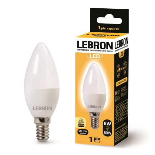 Лампа світлодіодна L-С37 6Вт Е14 3000K E14, Lebron