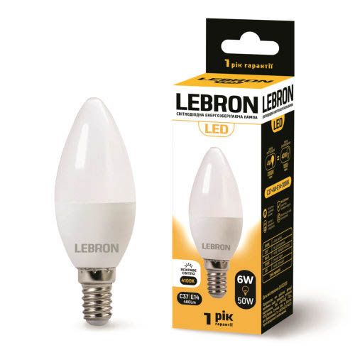 Лампа світлодіодна L-С37 6Вт Е14 4100K E14, Lebron