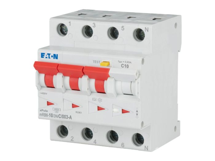 Диференційний автоматичний вимикач FRBM6-C10/3N/003-A 4р С 6кА А, Eaton