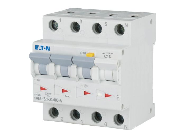 Диференційний автоматичний вимикач FRBM6-C16/3N/003-A 4р С 6кА А, Eaton