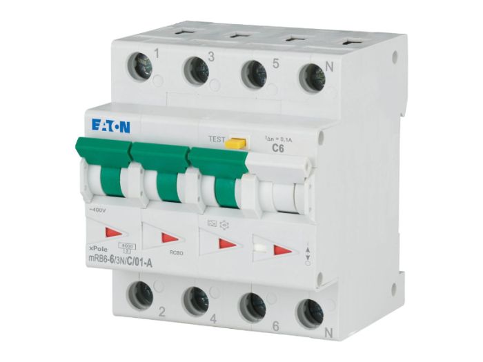 Диференційний автоматичний вимикач FRBM6-C6/3N/01-A 4р С 6кА А, Eaton