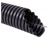 Труба гофрована електромонтажна з протяжкою УФ-стійка 750N/5см, O16мм, ПВХ, чорна, Бухта 50 м, KOPOS