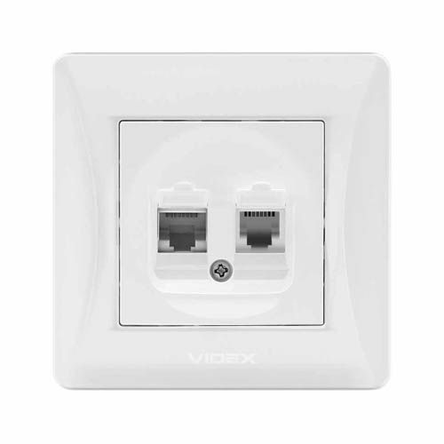Розетка CAT6+CAT3 подвійна біла BINERA, Videx