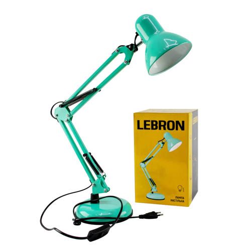 Лампа настільна телескопічна L-TL-Tel E27 40Вт бірюзова E27, Lebron