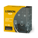 Гірлянда LED штора 3м*0,7м, ялинка, дзвоник, олень 138LED, біла, IP20, Lebron