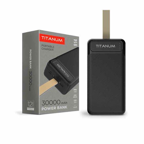 Повербанк 914 Black 30000mAh, TITANUM