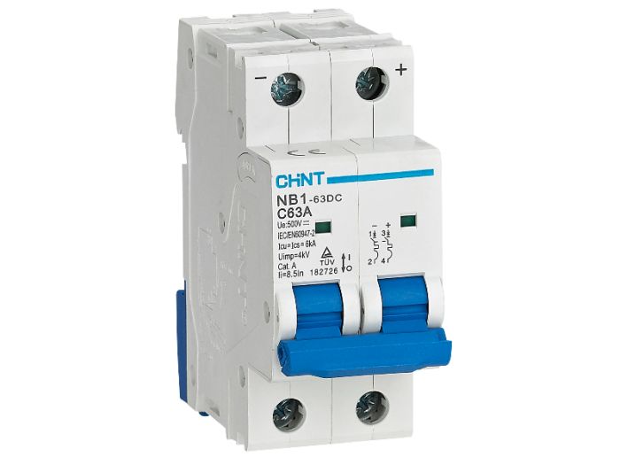 Автоматичний вимикач NB1-63DC 2P C4A DC500V 6KA, CHINT