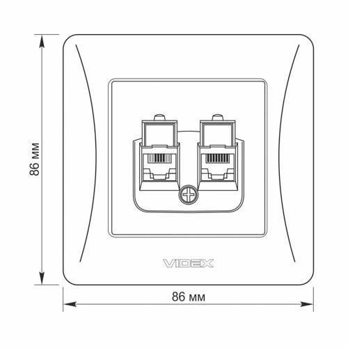 Розетка CAT6+CAT3 подвійна кремова BINERA, Videx