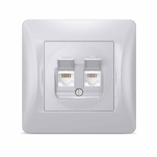 Розетка CAT6+CAT3 подвійна срібний шовк BINERA, Videx