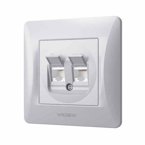 Розетка CAT6+CAT3 подвійна срібний шовк BINERA, Videx