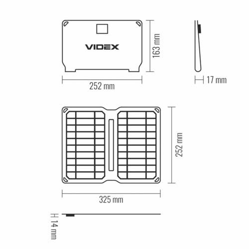 Портативний зарядний пристрій сонячна панель VSO-F510U 10W, Videx